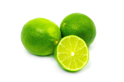 Fresh ripe lime. Isolated on white background