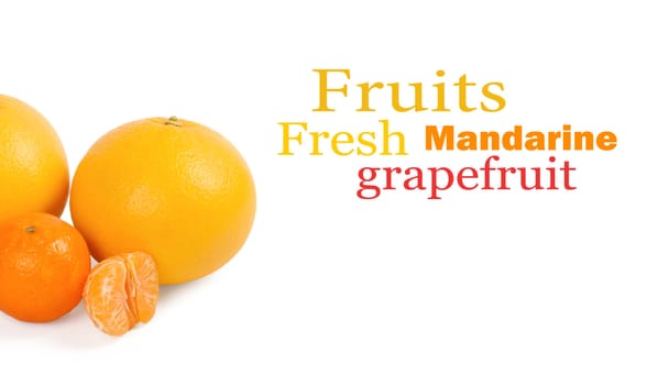 Fresh citrus fruit on a white background