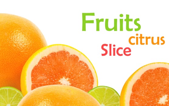 citrus fruits on white