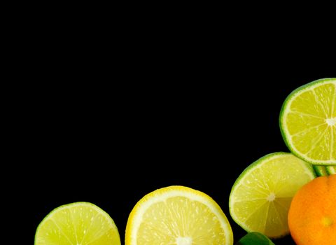 Vitamin C Overload, Stacks of sliced fruit isolated on white
