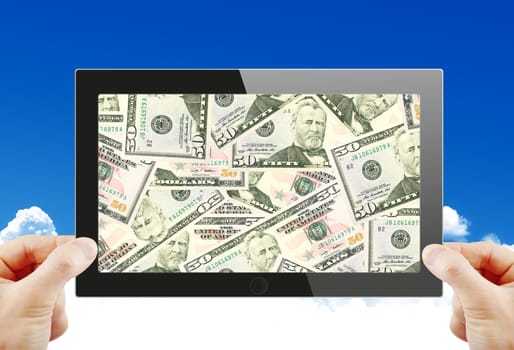 Black generic tablet pc, 3d render.