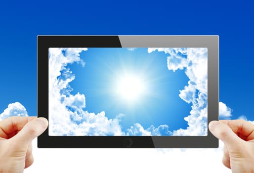 Black generic tablet pc, 3d render.