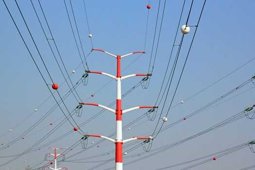 pylons and high voltage lines  France Europe