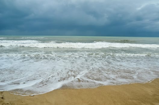 tropical beach in monsoon season