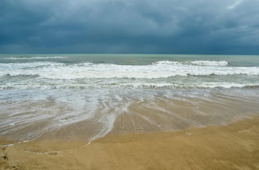 tropical beach in monsoon season