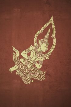 deva mural in temple pavillion ,vintage photo style