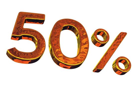 Symbol of a fifty percent on a white background