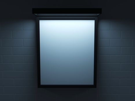 The big frame on a brick wall
