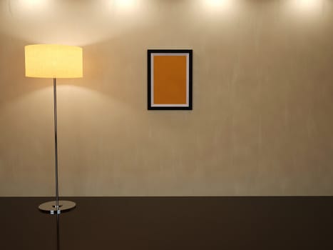 Room with a high floor lamp on a floor
