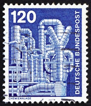 GERMANY - CIRCA 1975: a stamp printed in the Germany shows Chemical Plant, circa 1975