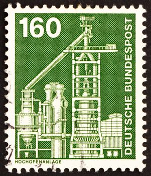 GERMANY - CIRCA 1975: a stamp printed in the Germany shows Blast Furnace, circa 1975