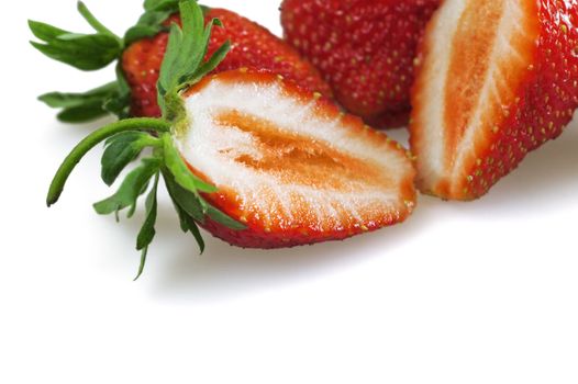 juicy ripe strawberries on white background