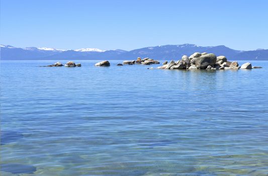 Lake Tahoe rocks and water, California.