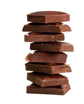 chocolate tower blocks sweetmeat isolated on white