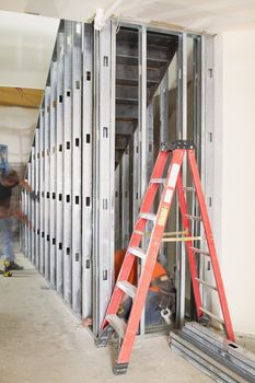 Staircase Construction with Metal Studs Framing in Commercial Space