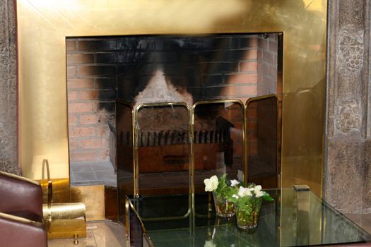 fireplace in the living room background