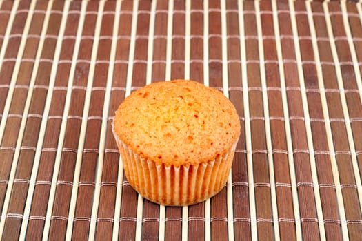 muffin on bamboo background