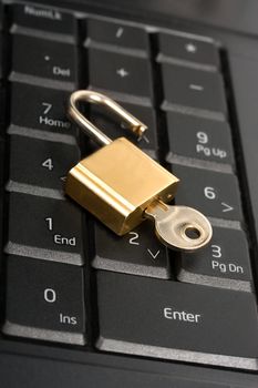 laptop keyboard and lock key background