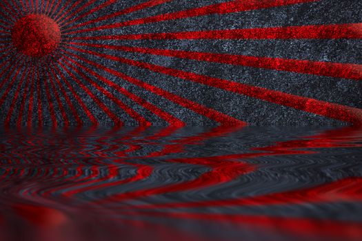 Red sunbeams reflections of the wave grunge background