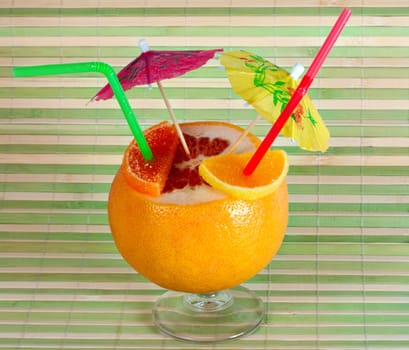 Fruit cocktails drink on bamboo background