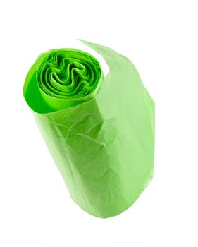 green garbage bags isolation on a white