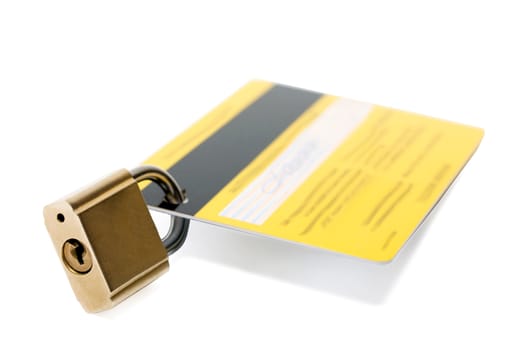 lock credit card isolated on white background