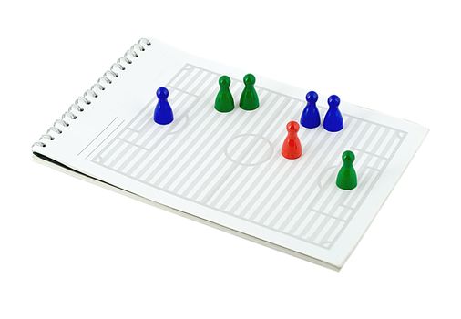 soccer in spiral note pad isolated on a white background