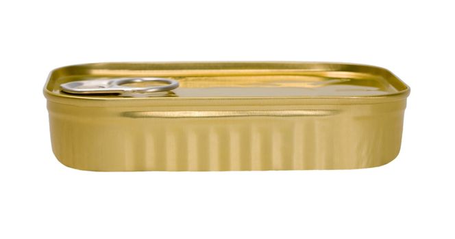 Tin can of conserved food isolated on a white background