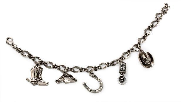 boots,horse,horseshoe,spur,hat,chain diamond isolated on white background