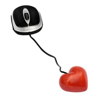 Computer mouse in heart isolated on a white background