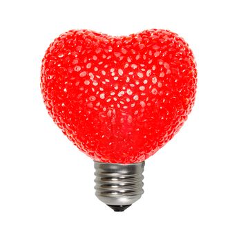 Light bulb heart isolated on white background.