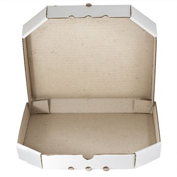 Pizza carton box isolated on white background.