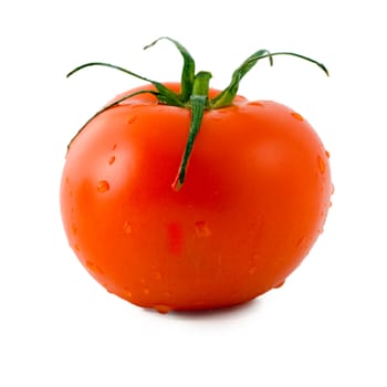Red tomato isolated on white background.