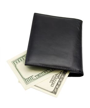 leather wallet of money dollar USA isolated on white background.