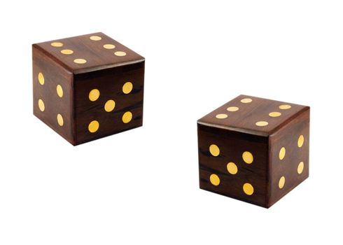 wooden dice isolated on white background