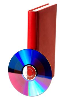 red book and compact disk isolated on white background.