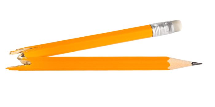 broken pencil isolated on white background.