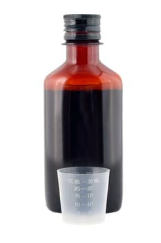 Medical bottle mixture isolated on white background.