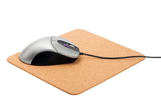 computer mouse on pad concept isolated on white background