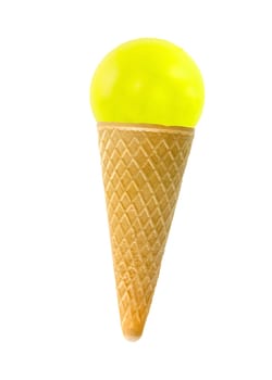Ice cream scoops on cone isolated on white background