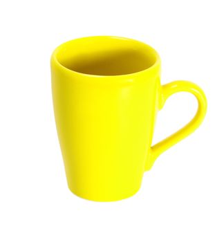 cup mug yellow isolated on white background