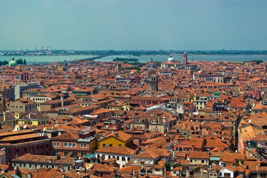 Venice vintage and brick roofs from high point of view