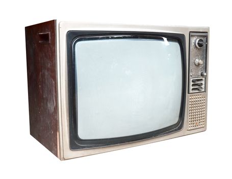 Old vintage TV isolated on white background