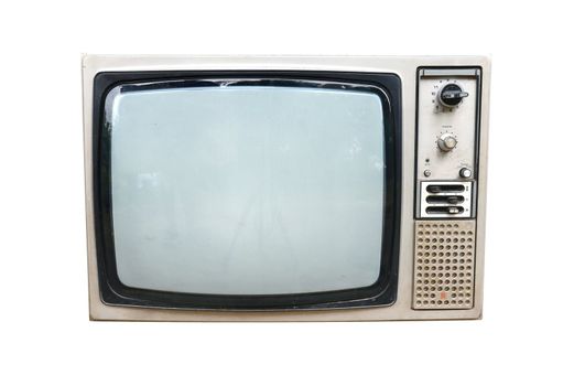 Old vintage TV isolated on white background