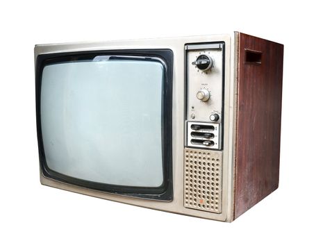 Old vintage TV isolated on white background