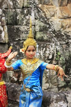 Apsara dancer performing at Bayon temple, Angkor area, Siem Reap, Cambodia