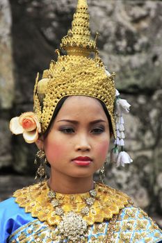 Apsara dancer performing at Bayon temple, Angkor area, Siem Reap, Cambodia