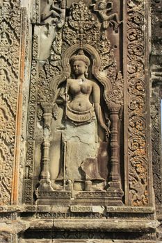 Decorative carving, Phnom Bakheng temple, Angkor area, Siem Reap, Cambodia