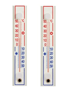 thermometer in hot environment and thermometer in cold environment