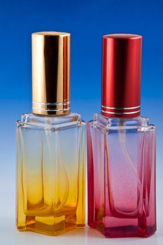 Beautiful red and yellow perfume bottles